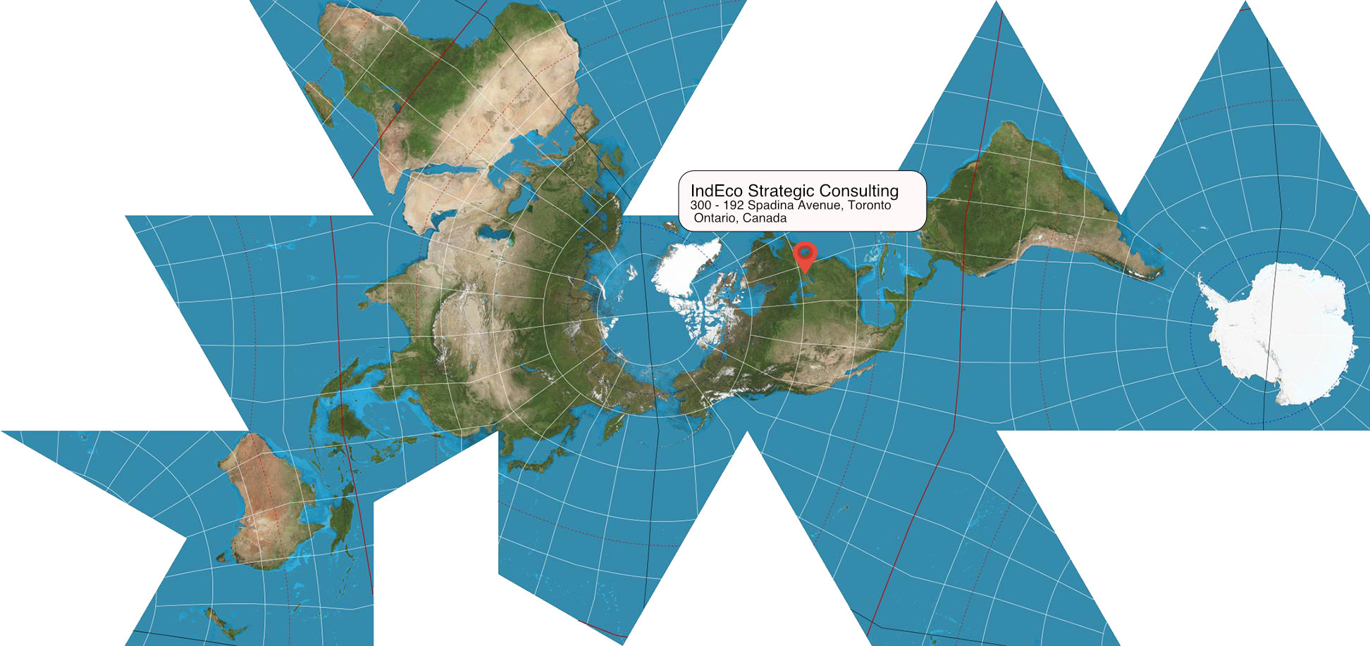 IndEco location on dymaxion world map